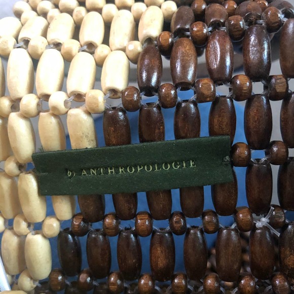 Anthropologie Wooden Beaded Two-toned Bag/Purse - Picture 3 of 3